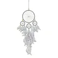 Gothic style four-ring handmade dreamcatcher with fluffy white feathers for home wall decor. - MS2639A / Gray
