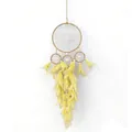 Handmade four-ring dreamcatcher wall hanging decor with bright yellow feathers - MS2639C / Yellow