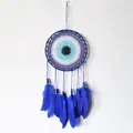 Handmade blue Evil Eye dreamcatcher with vibrant feathers for home wall decoration - MS9298A Style (MS9298A) / 15cm / Sapphire Blue
