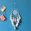 Nordic style white dreamcatcher wall hanging with tassels and wooden beads for home decor - White Pompom Tassel Style (MS0118A) / 20x65cm