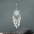 Handmade Nordic white lace dreamcatcher with tassels and beads for wall hanging decor - White Lace Style (MS0118) / 20x65cm