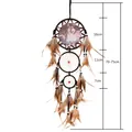 Attrape-rêves de style indien fait main avec motif loup et plumes brunes, dimensions - Illustration de Tête de Loup (MS8040B) / Taille 16cm / Tête de Loup Beige