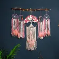 Dimensiones detalladas del juego de 5 atrapasueños tejidos de estilo bohemio - Juego de 5 Piezas (Sin Accesorios) / Juego de 5 Piezas Flores Rosas (Sin Palo de Madera y Luces)