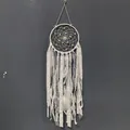 Atrapasueños bohemio de encaje blanco con plumas, decoración ideal para colgar en pared - Estilo de Anillo Único (MS9238A) / Blanco