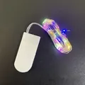 Multi-colored LED copper wire fairy lights with white battery box on black background - Flat Box (Multicolor) / 2m