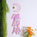 Atrapasueños romántico de luna y estrella con plumas de colores para pared de casa - Multicolor / MS9120