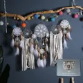 Fünfteiliges Boho-Traumfänger-Wandbehang-Set mit Spitze und Federn für die Dekoration - Kaffee (MS9242-1) / Geschenkbox