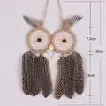 Attrape-rêves hibou fait main avec plumes tachetées, dimensions 35 cm de long - Hibou Naturel Tacheté (MS8069)