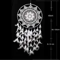 Großer weißer nordischer Traumfänger-Wandbehang mit Federn, 100cm lange Wohndekoration - 40CM / MS6018A