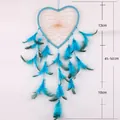 Handmade blue heart dreamcatcher with feathers and beads, total length 45-50cm - Lake Blue Heart Style (MS6930) / Lake Blue