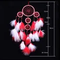 Roter und weißer Traumfänger mit fünf Ringen, Federn und 50 cm Gesamtlängenangabe - Rot und Weiß (MS1047A) / Großer Ring 11cm