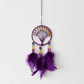 Macro detail of a purple dreamcatcher hanging decoration with colorful beads and feathers - Dark Purple Rainbow Umbrella / Deep purple / 9CM Ring