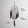 Handgefertigter brauner Feder-Traumfänger Wandbehang mit dreiring gewebtem Design - Kaffeebrauner Mondsichel-Stil / MS9104A