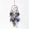 Attrape-rêves à cinq anneaux fait main avec plumes bleues et pendentif flèche turquoise - MS2627B Bleu Roi Pendentif Flèche Cinq-Anneaux / Bleu saphir