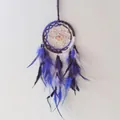 Handmade blue and purple feather dreamcatcher with colorful beads for home wall decor - Blue Purple Black Style (MS2628E)