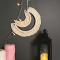 Tapiz de pared bohemio de macramé con forma de luna hecho a mano para decoración - Estilo Luna (MS7564)
