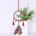 Mini atrapasueños vintage para coche con cabeza de ciervo y plumas marrones - Estilo Cabeza de Ciervo de Cuero Marrón (MS9127KAFEI) / Café