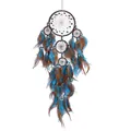 Gran atrapasueños vintage de cinco anillos con plumas azules y marrones decorativo - Estilo Retro Bohemio de Cinco Anillos (MS9122)