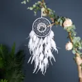 Atrapasueños Árbol de la Vida hecho a mano con elegantes plumas blancas decoración pared. - Árbol de la Vida Blanco (MS9501) / 15cm