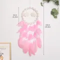 Atrapasueños hecho a mano con plumas rosas y nubes blancas para decoración de pared - Rosa Margarita / Sin Luces