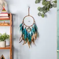Atrapasueños vintage hecho a mano con plumas azules y marrones y piedras árbol de la vida decor - Piedra Natural Retro (MS9567) / 15cm