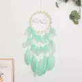 Atrapasueños elegante para pared con plumas verde menta y decoración de margaritas - Verde Margarita / Sin Luces