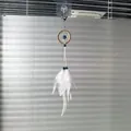 Llavero atrapasueños hecho a mano con ojo turco azul y plumas blancas colgantes - Con Llavero / Lino