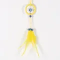 Llavero atrapasueños ojo turco amarillo hecho a mano con suaves plumas amarillas - Con Llavero / Amarillo