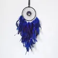 Atrapasueños artesanal de plumas azules con árbol de la vida de piedras naturales - Pluma Azul Aro Mediano Pequeño (MS9504A)