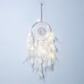 Atrapasueños artesanal rosa y blanco con Árbol de la Vida y luces LED cálidas - Blanco Con Luz (MS9501CD)