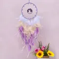 Atrapasueños púrpura tejido a mano con árbol de la vida de piedra y plumas - Púrpura (MS9182B)