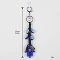Portachiavi ciondolo mano di Hamsa occhio blu 22cm lunghezza ornamento fatto a mano - Mano di Fatima (Cordino Nero) / Blu