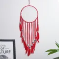 Acchiappasogni rosso con centro all'uncinetto bianco e piume decor - 20x80cm / 9151 Piuma Rossa / 20cm / Rosso