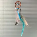 Colgante mini atrapasueños hecho a mano con plumas de colores para coche o llaves - Estilo Aro Café (MS7010A)