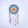 Colorful rainbow crochet dream catcher with vibrant feathers for boho home wall decor - Dagger Rainbow Style (MS0004A) / Rainbow