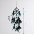 Atrapasueños plumas naturales azul y negro 40cm decoración de pared artesanal - MS9491 / Azul