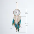 Handmade minimalist turquoise bead dreamcatcher with blue feathers and dimensions - Tiger Eye Bullet Style (MS0082A) / 13cm Ring