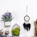 Atrapasueños negro hecho a mano con plumas y cuentas para decoración de pared casa - 8cm / Negro (MS0051A)