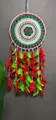 Handmade crochet dreamcatcher with vibrant red and green feathers wall hanging decor - Red and Green Floral Style (MS9095) / Red and Green