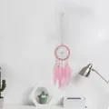 Atrapasueños de pared con plumas rosas hecho a mano para decoración de hogar bohemia - 8cm / Pink (MS0051D)