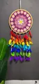 Handmade rainbow feather dreamcatcher wall hanging decor with vibrant multi-colored beads - Purple White Rainbow Feather Style (MS9096) / Purple and White Rainbow