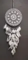 Elegant white lace dream catcher with hanging soft feathers for home wall decor - Pure White Net Hoop Style (MS9097) / Diameter 20cm / Pure White