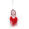 Atrapasueños de plumas rojas hecho a mano para decoración de paredes de casa o coche - 8cm / Rojo (MS0051E)