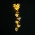 Adorno colgante de corazón de ratán con cálidas luces LED para decorar habitaciones - Estilo Corazón (MS0033) / Beige