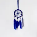 Atrapasueños artesanal de plumas azul real para decoración de pared de hogar y coche - 8cm / Azul Real (MS0051L)