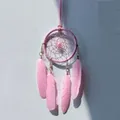 Atrapasueños rosa hecho a mano con plumas suaves para pared o decoración de coche - 8cm / Rosa (MS0051J)