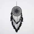 Large 40cm black crochet dreamcatcher with delicate feathers in minimalist Nordic style - 9040 Black Size