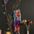 Atrapasueños de unicornio hecho a mano con plumas de colores para decoración pared - Unicornio Arcoíris (MS0130B) / Con Luz