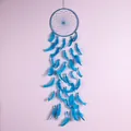 Attrape-rêves bohème bleu fait main avec plumes et perles pour décoration murale - Bleu (MS0116B) / 20cm