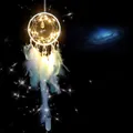 Dreamy LED dreamcatcher night light hanging ornament with white feathers and stars - MS0087CD Style (With Light) / 1 Piece/Pack